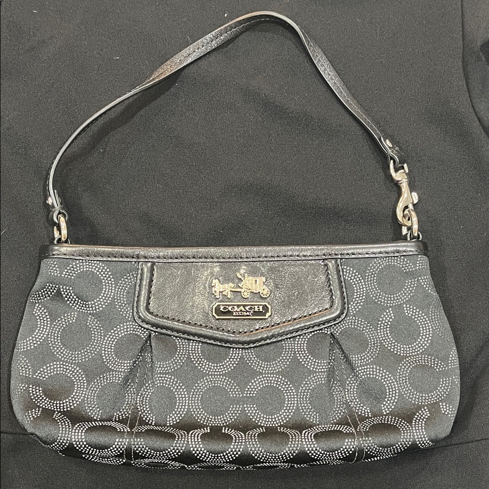 Coach Black and Gray Patterned Shoulder Bag